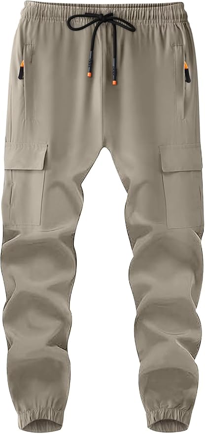 Boys Cargo Joggers Youth Quick Dry Athletic Pants Lightweight Hiking Jogger Pants with Zipper Pockets