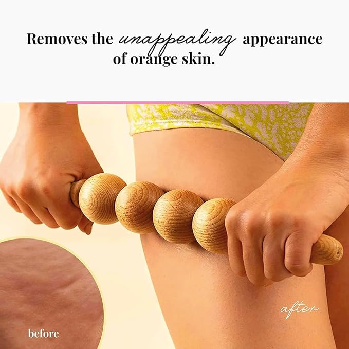 Tuuli Accessories - Ball Wooden Massage Roller, Multi-Functional Body Roller for Cellulite, Muscle Tension and Skin Health Support, Natural Massager for Women and Men