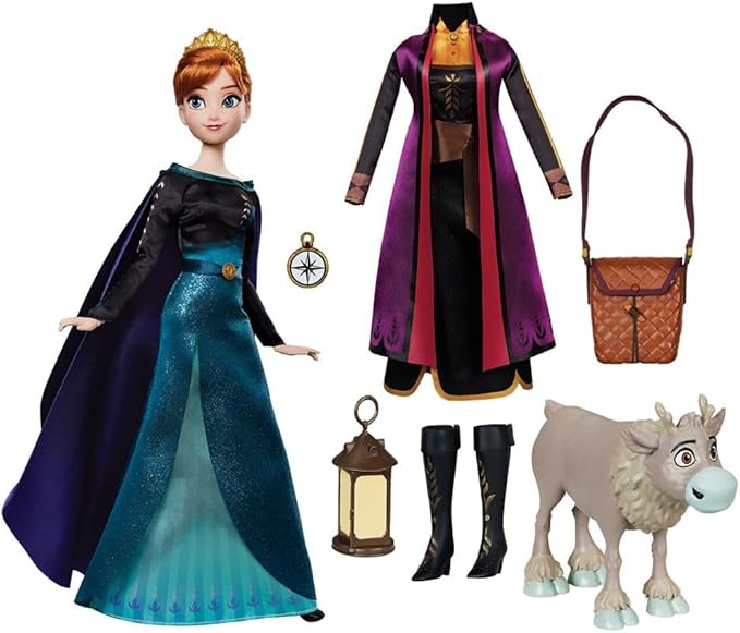 Disney Store Girl's Princess Story Doll (Anna from Frozen) 11 Inches, Includes Coloring Book and Additional Dress, Princess Doll in Classic Outfit, Princess Toys
