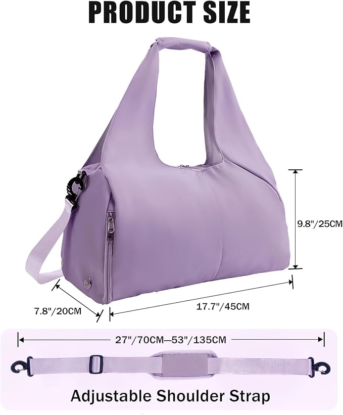 RHDZO Gym Bag for Women with Shoe Compartment Yoga Mat Bag with Wet Pocket and Water Bottle Holder Weekender Bag with Strap