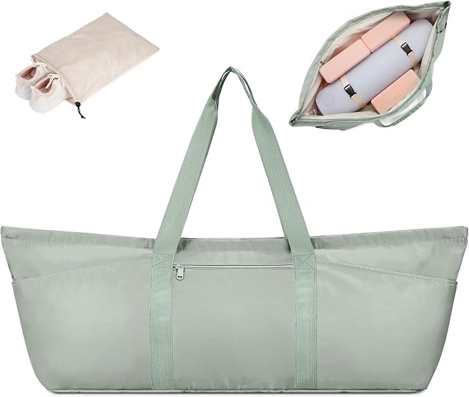 sportsnew Large Yoga Mat Bag with Shoes Compartment and Wet Pocket Ladies Pilates Gym Tote Bag with Yoga Mat Holder Strap for Women Men Workout Carrier Stuff Accessories