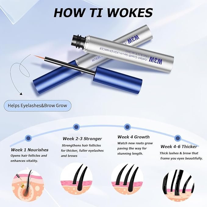 Lash and Brow Serum With 15 Plant Extracts for Longer Lashes，Eyelash and Eyebrow Growth Serum For Thicker and Fuller Lashes