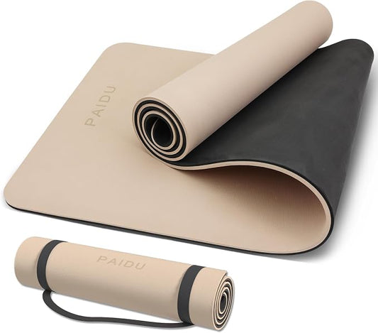 PAIDU Yoga Mat Non Slip Anti-tear,extra thick-2/5 inch（10MM）High Resiliency Professional POE Yoga Mats for Women Men Kids,72"x24"inch,Workout, Yoga, Pilates and Floor Exercise, with Carrier Strap