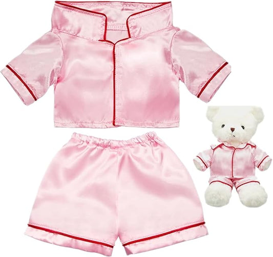 2 Pcs Bear Clothes Outfit Fit Most 12-16 Inch Stuffed Clothing Cute Plush Doll Clothes Plushy Bear Pajamas for Stuffed Make Your Own Plush Bears(Solid Style,Pink)
