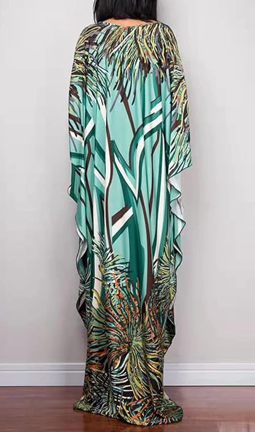 Venasha Womens Caftan Floral Print Kaftan Dress Short Sleeve Swimsuit Cover up Loungewear for Summer