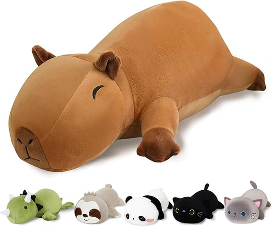 Weighted Capybara Stuffed Animals, Cute Weighted Capybara Plush, Soft Stuffed Weighted Plushie Pillow Gifts for Girls Boys(23.6" 3.1Lbs)