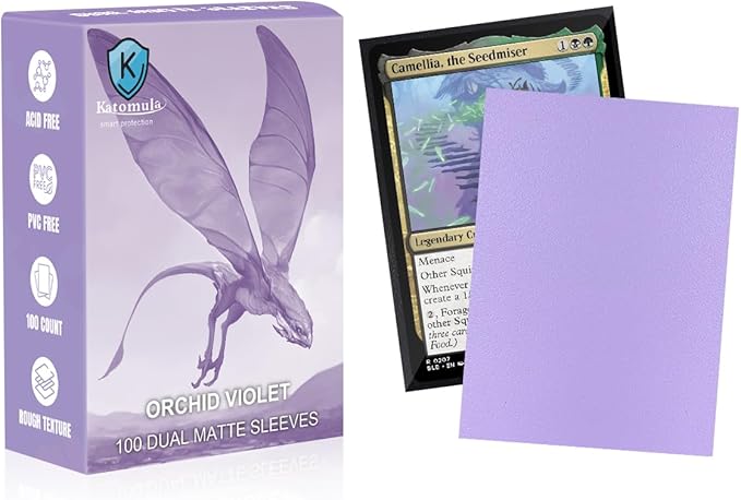 Orchid Violet Dual Matte Card Sleeves, Katomula 100PCS Card Sleeves for MTG, Standard Card Sleeve for PKM, Flesh & Blood