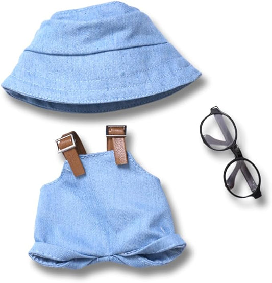 3 Set 17 cm Doll Clothes - 6.7 Inches Cute Dolls Dress - Premium Fashion Accessories, Doll Clothes+Overalls+Glasses Style Bundle,Gifts for Lovers (Style-C)