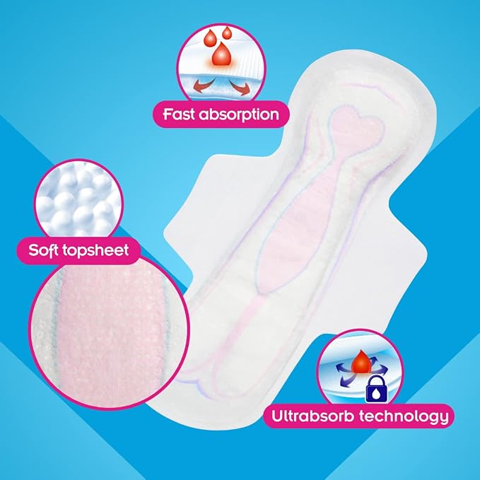 Saba, Ultra Invisible Heavy Flow Ultra Thin Long Pads with Wings, 16 Count