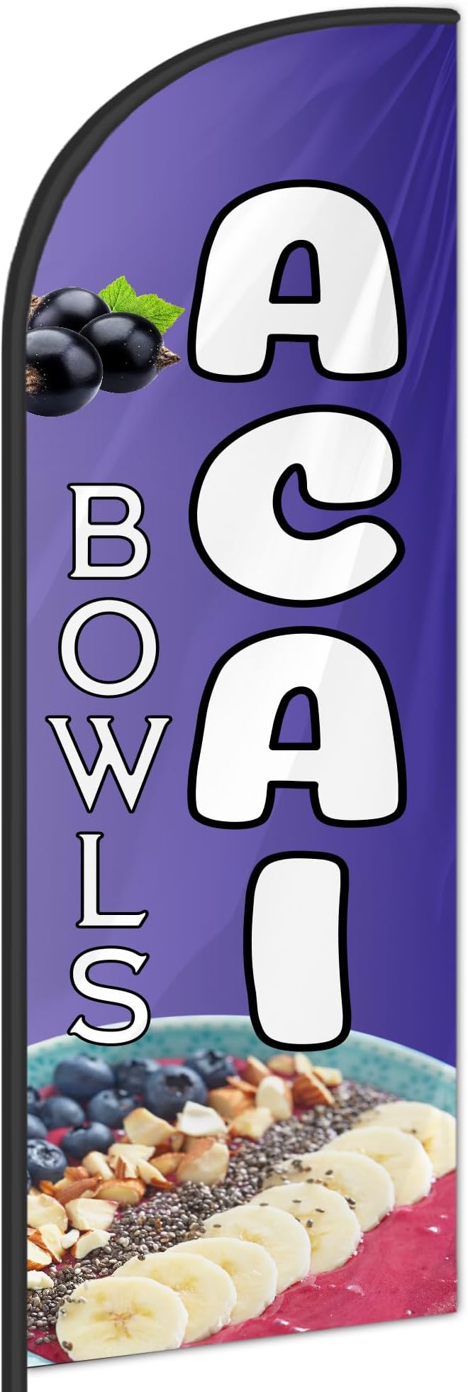 Acai Bowls Feather Flag for Storefronts Fairs,6 FT (Flagpole Not Included) | Business Advertising Flag