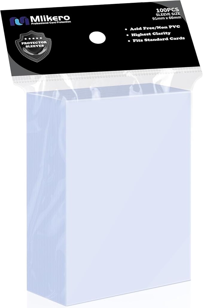 Mlikero 100 Count Card Sleeves, Clear Soft Trading Card Sleeves, Polypropylene (PP), Fit for MTG, TCG, Baseball, Football, Game Cards