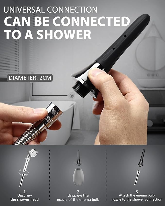 Enema Douche Anti Back-Flow, Anal Douche Connected to Shower Hole,Enema Bulb with 7 Spouts, Reusable Enima Vaginal Cleaner kit for Men Women