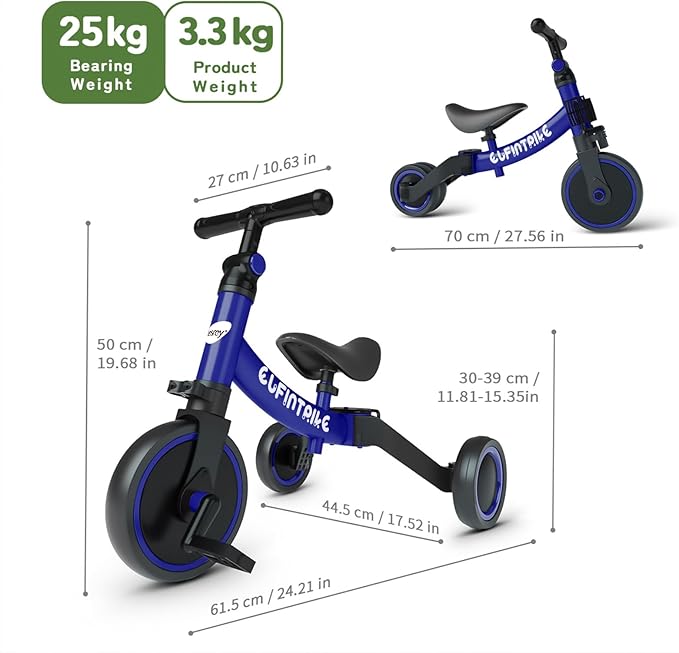besrey 5 in 1 Toddler Bike for 1 Year to 4 Years Old Kids, Toddler Tricycle Kids Trikes Tricycle, Toys for Boy & Girl, Balance Training, Removable Pedals
