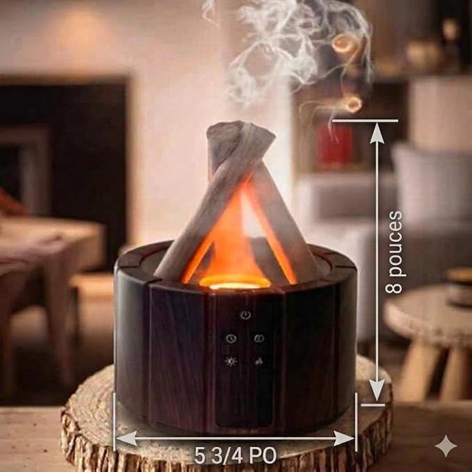 Campfire Flame Diffuser for Essential Oils, 250ml Ultrasonic Cool Mist Aromatherapy Humidifier with Remote Control, 7-Color LED Lights, Timer & Auto-Off for Home, Office & Bedroom
