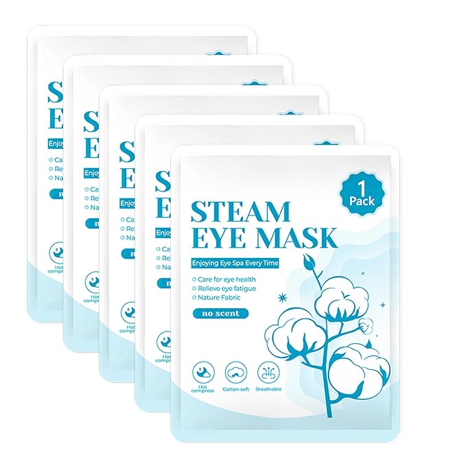 5 Packs Steam Eye Masks For Dry Eyes, Eye Heating Pad Warm Compress For Eyes Stress Relief, Disposable Heated Eye Mask Travel Essentials, Spa Relaxing Self Care Gifts For Women (Large, Unscented)
