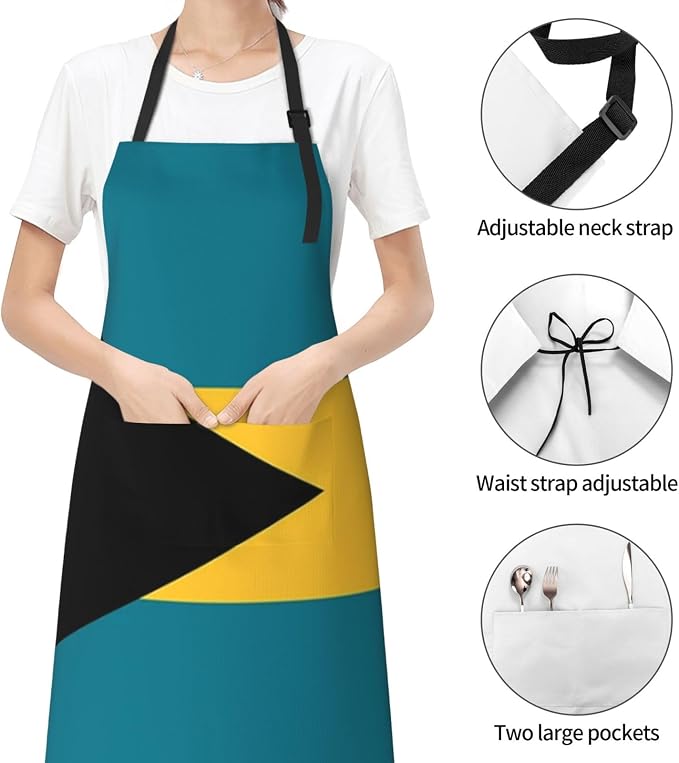 Cute Flag Kitchen Cooking Aprons for Women Men Adjustable Patriotic Flag Apron with 2 Pockets for Home Kitchen Garden
