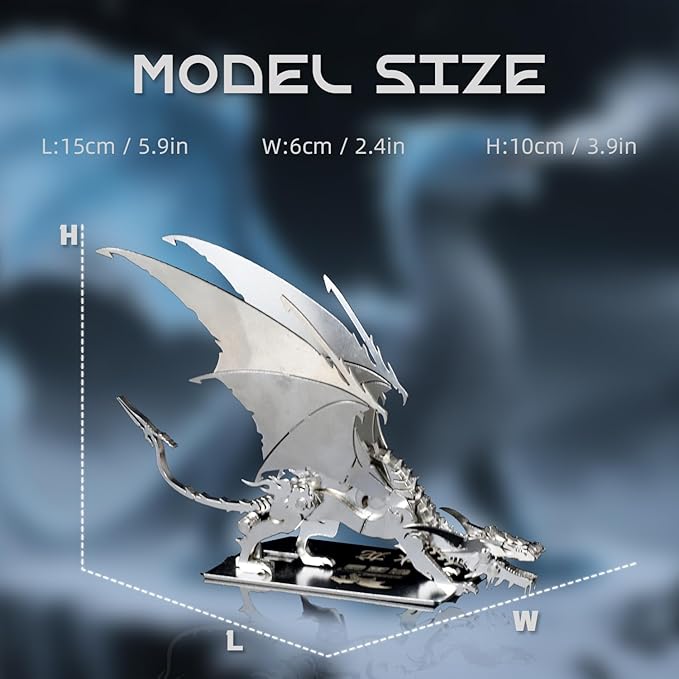 3D Ice Dragon Metal Puzzles for Adults DIY Animal Mechanical Puzzle for Hands-On Skill Challenge, Building Model Kit for Focus and Stress Relief, Creative Gift or Decorative Ornament