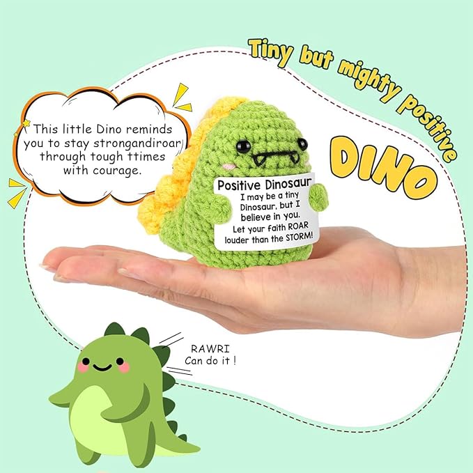 AICase Funny Positive Dinosaur Gifts How to Train Your Dragon Cut Gifts Emotional Support Nuggets Inspirational Crochet Animals Handmade Cheer Decor Birthday Gifts for Sister Daughter Son