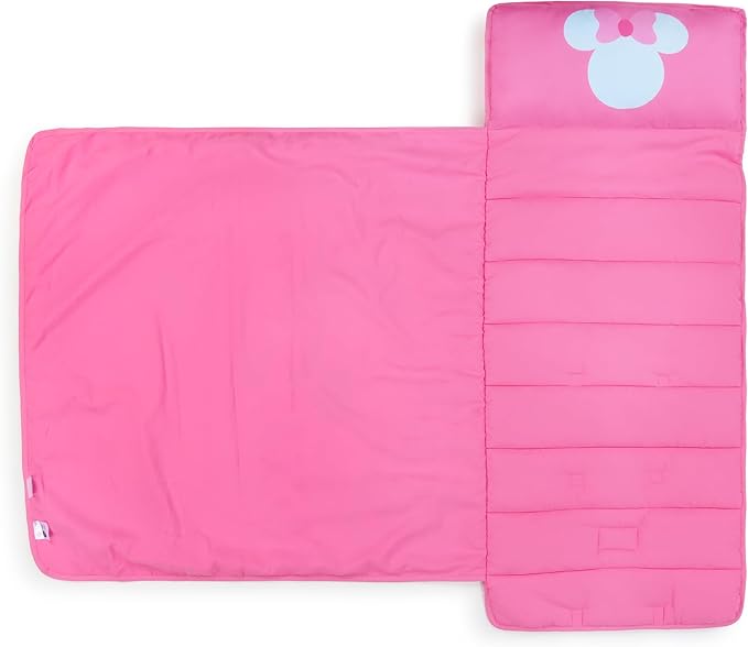 Jay Franco Kids Nap Mat with Embedded Pillow & Blanket – Soft 46"x20" Microfiber Sleeping Bag with Name Tag & Handle
