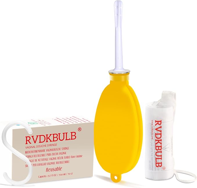 Silicone Douche Bag with Storage Bag, Pocket Size - Great for Travel, 24 Fl Oz Capacity, Yellow