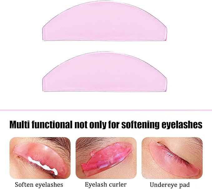 Pink Silicone Lash Lift Shields, 1 Pair Reusable Korean Style Eyelash Perming Pads, Super Sticky Flat Shields for Lash Lifting and Softening, Professional Eye Lash Perm Tools for Women Beauty