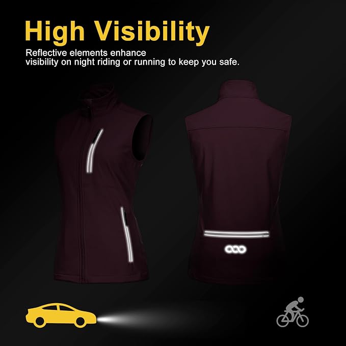 33,000ft Women's Lightweight Running Vest Outerwear with Pockets, Windproof Sleeveless Jacket for Golf Hiking Travel