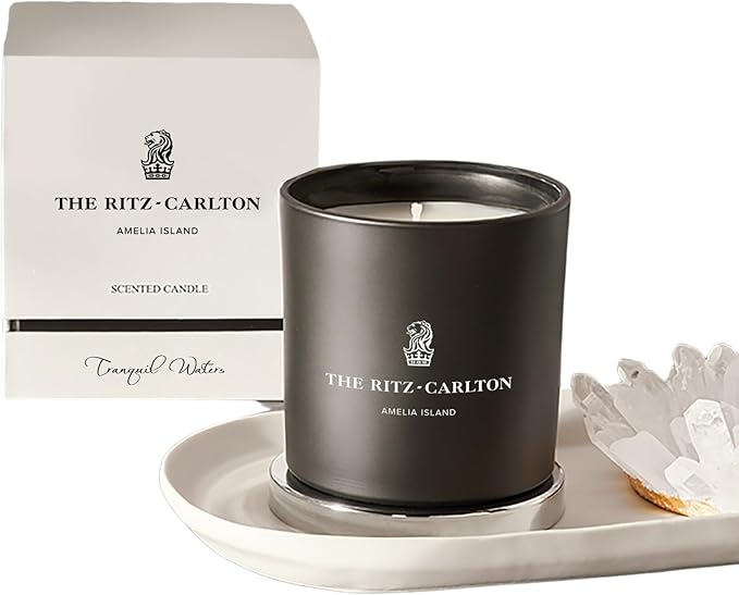The Ritz-Carlton Candle - Amelia Island - Tranquil Waters - Gift Boxed - Notes of Citrus, Jasmine, Lily, Musk - 9oz