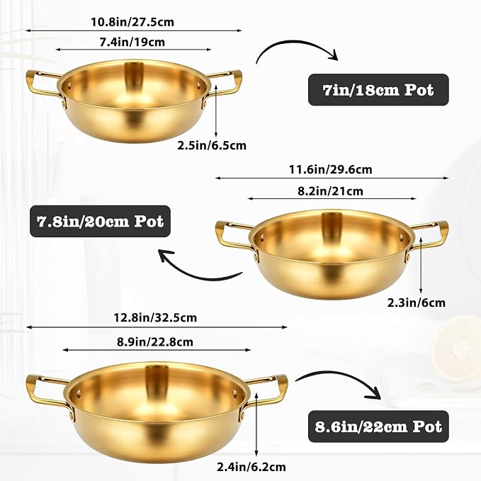 Ramen Pot, Stainless Steel Korean Ramen Cooking Pot Cookware Noodle Pot Stockpot Soup Pot for Pasta Egg (7.8in/20cm)