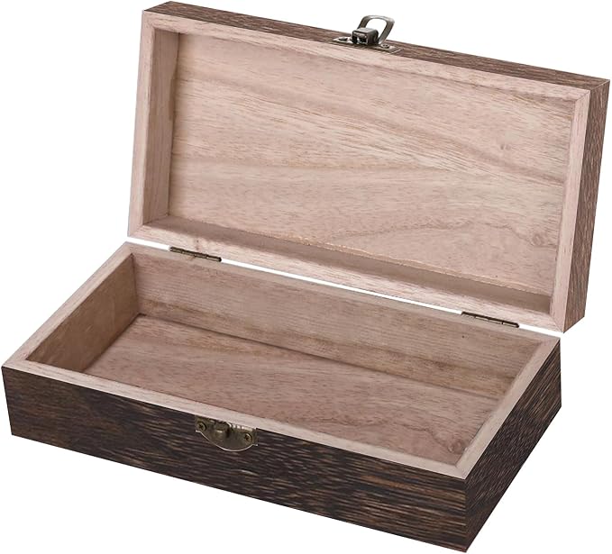 Vintage Wood Storage Box Rectangular Solid Wood Gift Box Keepsake Boxes Storage Bins With Lids For Sunglass Case Locker Organizer Trinket Boxes Man Retro Style Jewelry, 7. 9 x 3. 9 x 2.4 Inch
