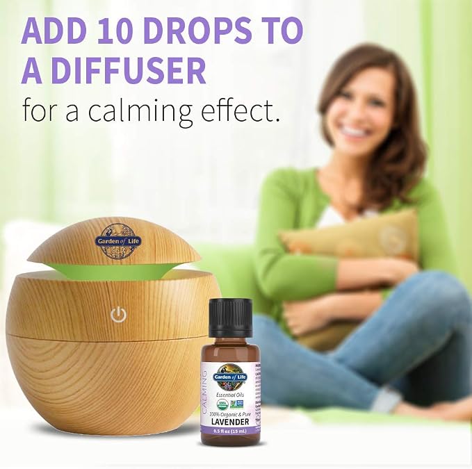 Garden of Life Lavender Essential Oil – 100% Pure Essential Oil for Diffuser, Aromatherapy, Meditation, Relaxing and Soothing, USDA Organic, Non-GMO, 0.5 fl oz