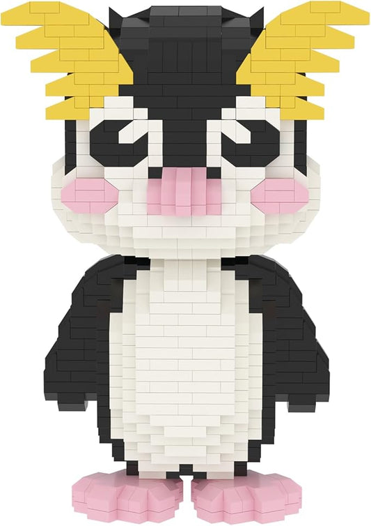 Larcele Animal Series Micro Building Blocks Animal Set, DIY Mini 3D Building Toy Bricks Kit,1094 Pieces KLJM-07 (Rockhopper Penguin)