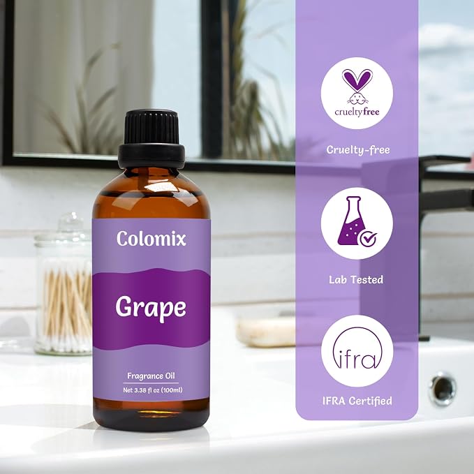 100ml Grape Fragrance Oil, Premium Essential Oils for Diffusers for Home - Candle Scents for Candle Making, Soap Making Supplies and More DIY Projects, Gift Scented Oils