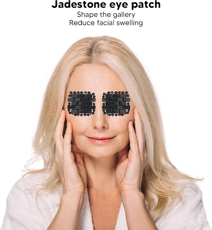 Jade Stone Eye Patch,Jadestone Quartz Eye Mask, Small Cooling Jade Eye Pad Crystal Stone Eye Mask for, Cooling and Relieving Jade Sleep Mask