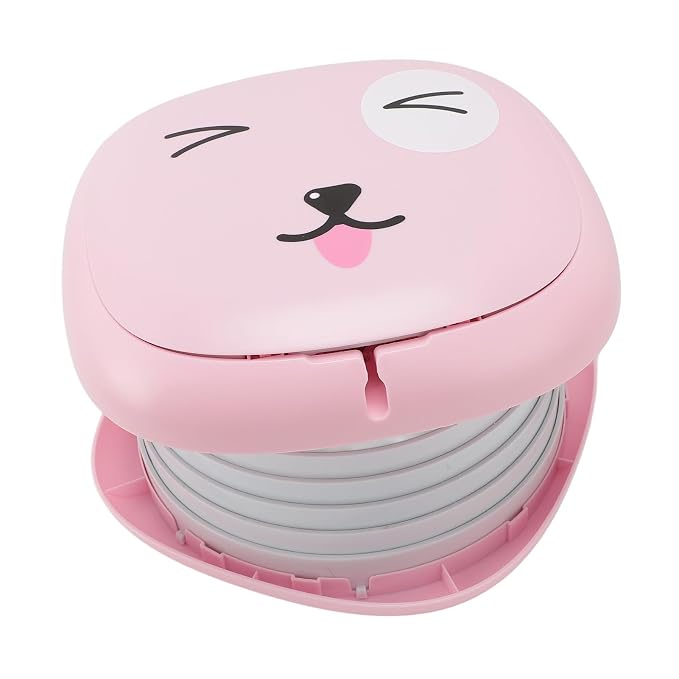 FILFEEL Foldable Travel Potty with Storage Bag - Portable Toilet for Car, Camping & Outdoor Adventures, Cute Green Design (Pink)