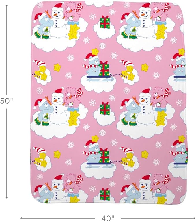 Care Bears Nostalgic Holiday Christmas Super Soft Cozy Plush Throw, 40 in x 50 in, (Officially Licensed Product) by Franco Collectibles