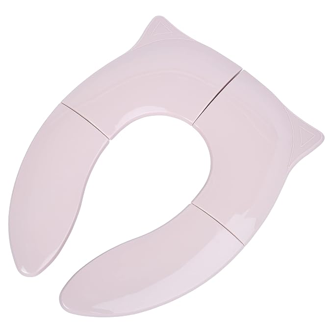 THREE LITTLE TOTS - Modern and Safe Portable Potty Seat, Blush Pink Folding Travel Potty Training Seat for Girls and Boys, Fits Round and Oval Toilets, On The go or at Home, Includes Travel Bag