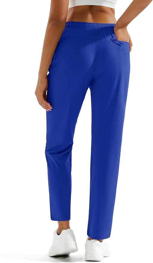 MAGCOMSEN Women's Hiking Pants Lightweight Quick Dry UPF 50 Water Resistant Elastic Waist Golf Travel Pants Zip Pockets