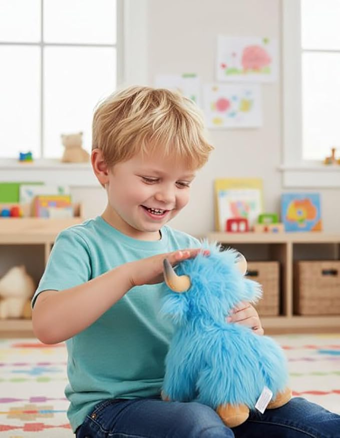 Highland Cow Stuffed Animals Soft Plush Cute Highland Cow Doll for Boys Girls 10in(gaodiniu lanse)
