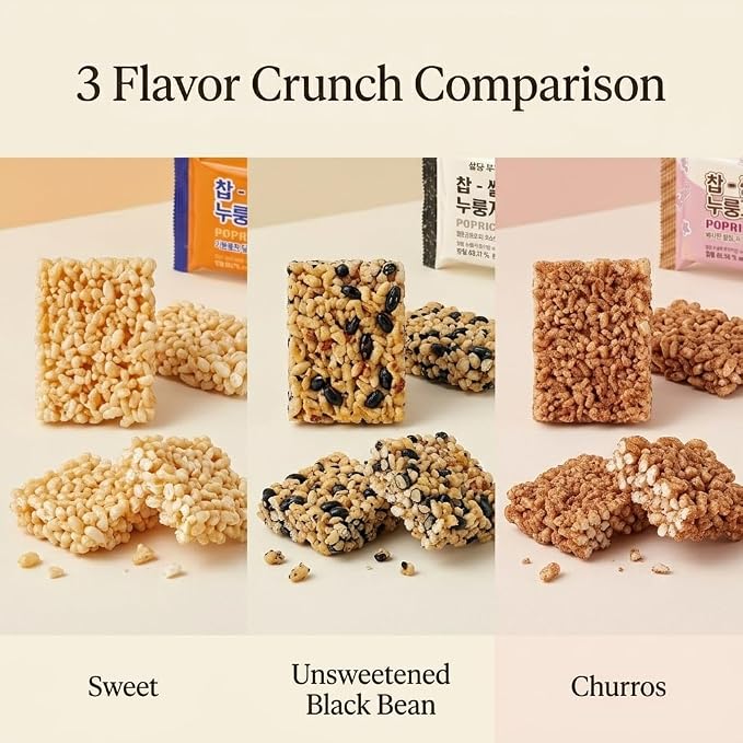Korean Crunchy Baked Seaweed Rice Crackers (3Flavor Mix Pop Rice 10.4oz) | Crunchy baked korean crackers & pop rice; alternative to japanese rice crackers; traditional crispy nurungji snack packs