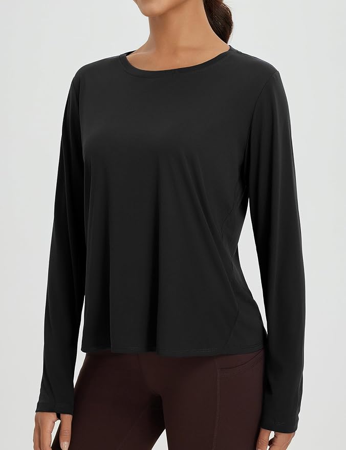 baleaf Women's Long Sleeve Workout Tops Running Sun Shirts Split Back | UPF 50+, Quick Dry, Lightweight, Breathable, Moisture-wicking, SPF, UV, for Athletic, Gym, Hiking, Tennis, Outdoor