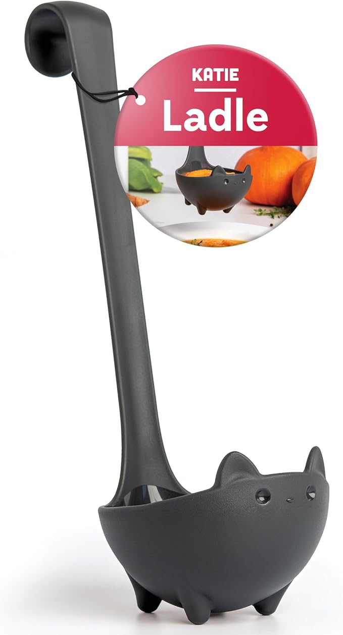 OTOTO Katie Cat Soup Ladle - Halloween Gifts Black Cat, Gothic Gifts, Gifts for Cat Lovers - Spooky Cat Gift, Cute Kitchen Accessories, Fun Gifts (Katie Cat, Black)