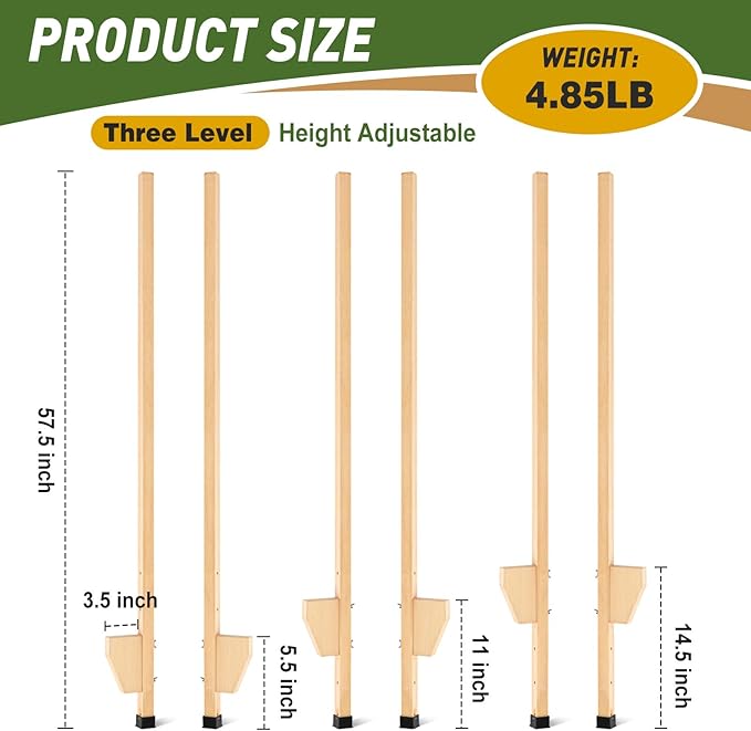 DoubleFill 1 Pair Wood Stilts for Kids 8-12 Kids Stilts 57.5 Inch with Smooth Coating, Highly Adjustable, Outdoor Toys for Children Adults