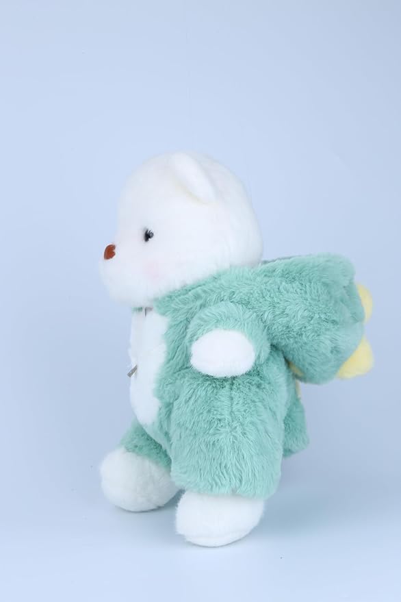 Teddy Bear Stuffed Animal, Teddy Bear Plush Toys with Removable Hoodie Movable Legs, 13'' Soft Cute Emotional Support Stuffed Plushies with Dinosaur Clothes Gifts for Girls Kids Birthday Christmas