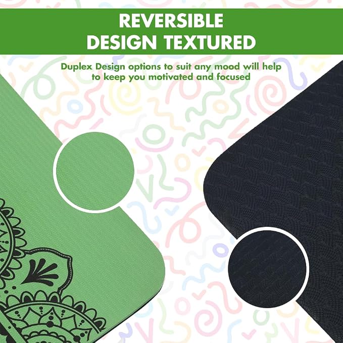 HOME ARCHIVE Premium Yoga Mat 6mm Print Reversible Extra Thick and Large Non Slip Exercise & Fitness Mat for All Types of Yoga Pilates & Floor Workouts (78" x 24" x 6mm Thick)