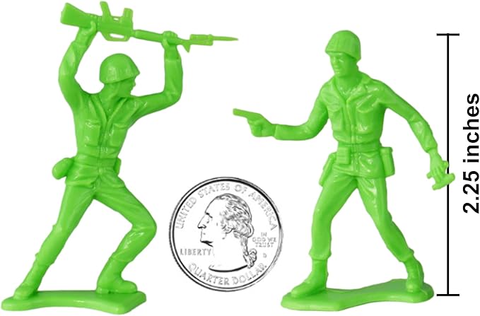 TimMee Plastic Army Men - Lime Green 48pc Toy Soldier Figures - Made in USA