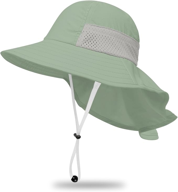 Toddler Baby Sun Hat Kids Summer Beach Essentials Adjustable Beach Hats with Bucket Wide Brim for Boys Girls Age 0-14 Years