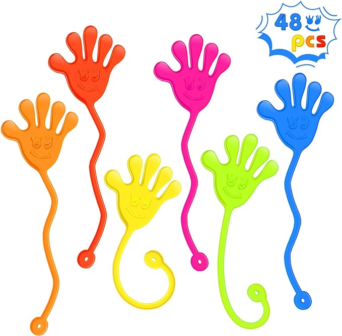 Sticky Hands Bulk 48 PCS Party Favors for Kids 4-8 8-12 Stretchy Sticky Hand Toy Halloween Goodie Bag Stuffers Fillers Mini Treasure Box Toys for Classroom Prizes Student Gifts Birthday Party Supplies