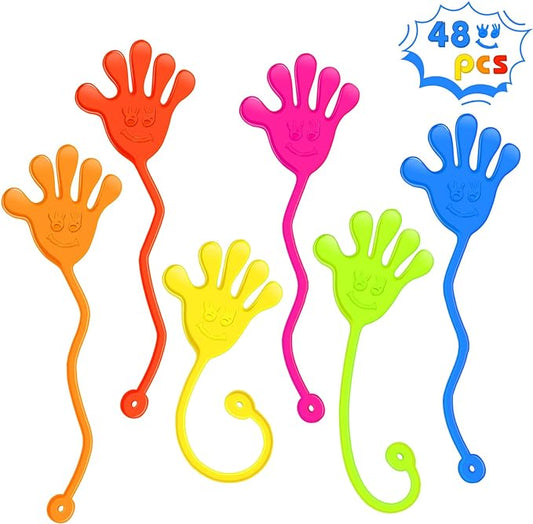Sticky Hands Bulk 48 PCS Party Favors for Kids 4-8 8-12 Stretchy Sticky Hand Toy Halloween Goodie Bag Stuffers Fillers Mini Treasure Box Toys for Classroom Prizes Student Gifts Birthday Party Supplies