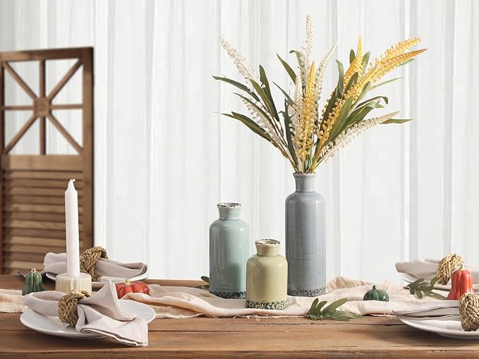 Ceramic Vase Set of 3, Flower Vases Home Decor, Neutral Pottery Rustic Farmhouse Decorative Vases Modern Decor for Table Mantel Entryway Bookshelf Living Room Kitchen Bedroom - Multicolor