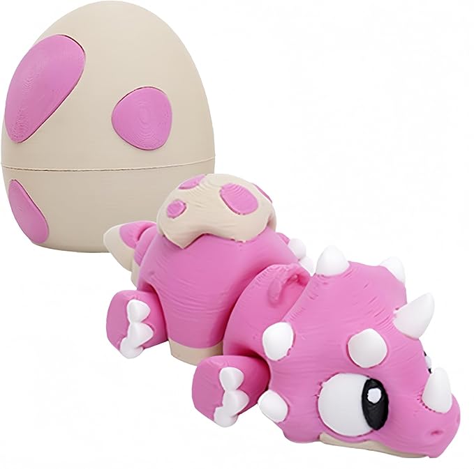 3D Printed Exquisite Dinosaur Egg Toy Model, Fully Articulated 3D Printed Toy. (Pink)